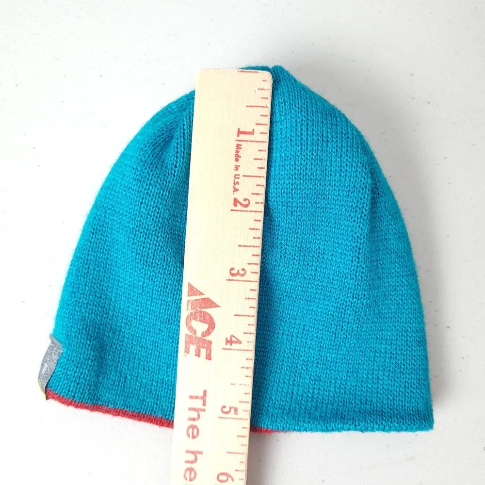 Smartwool Hat Beanie Baby Infant One Size Blue Red Striped Reversible Wool Knit